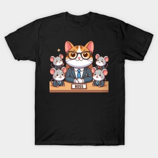 The Cute Cat Boss Chronicles: A Feline Feast of Fun T-Shirt